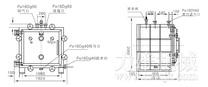 方形靜態(tài)真空干燥機結構示意圖